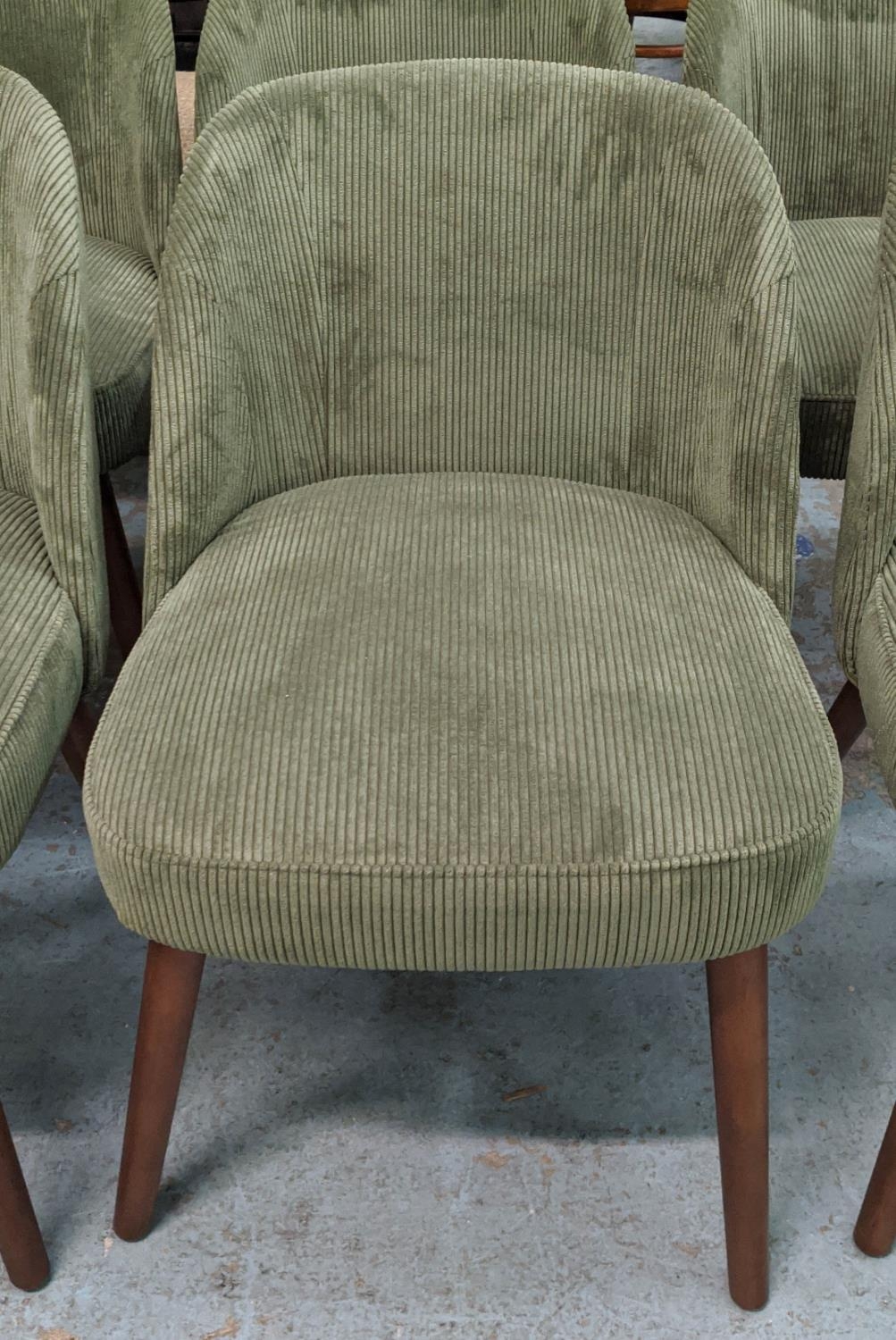 MADE.COM SWINTON CHAIRS, 75cm H, a set of six, with sage corduroy velvet upholstery. (6) - Bild 4 aus 11