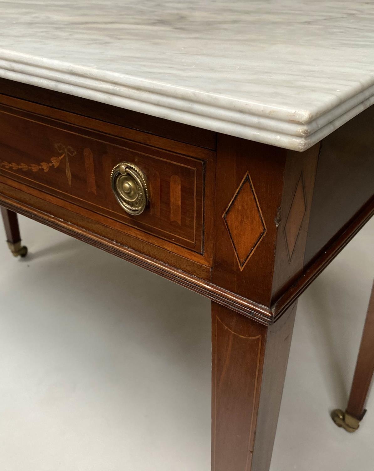 SIDE TABLE, BY EDWARDS & ROBERTS, 107cm W x 76cm H x 54cm D, late 19th century Sheraton revival, - Bild 9 aus 12