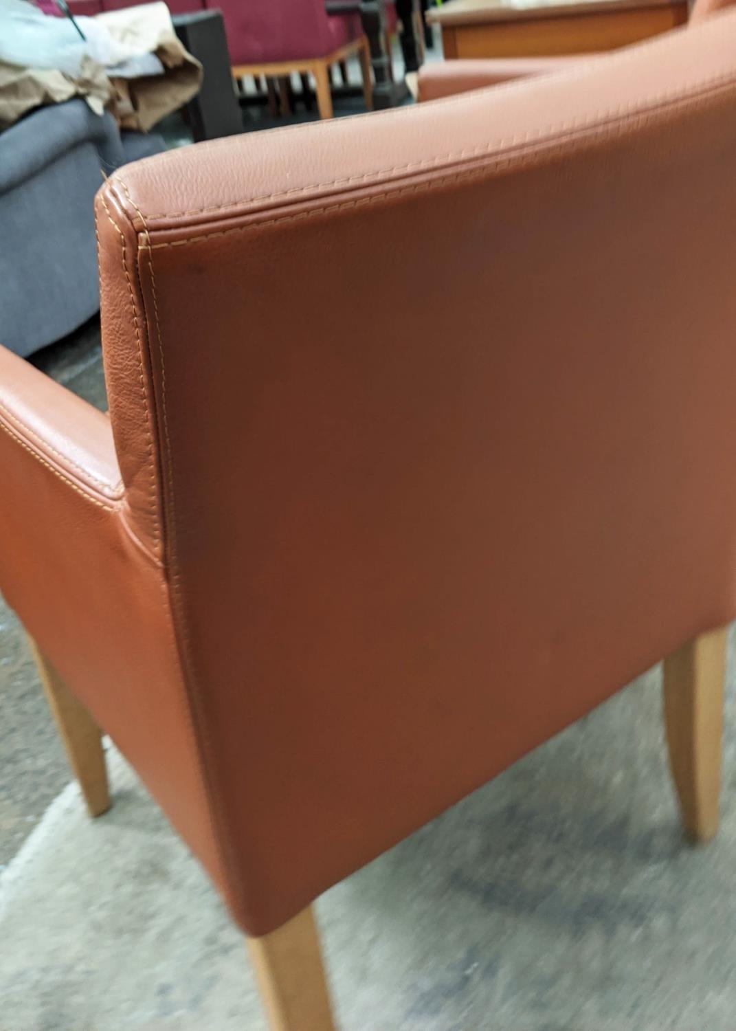 ARMCHAIRS, a pair, 86cm H tanned leather finish. (2) - Bild 5 aus 5