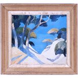 ROGER MUHL, two landscapes, Nice, France, quadrichromes, Vintage French frames, 41cm x 37cm. (2)