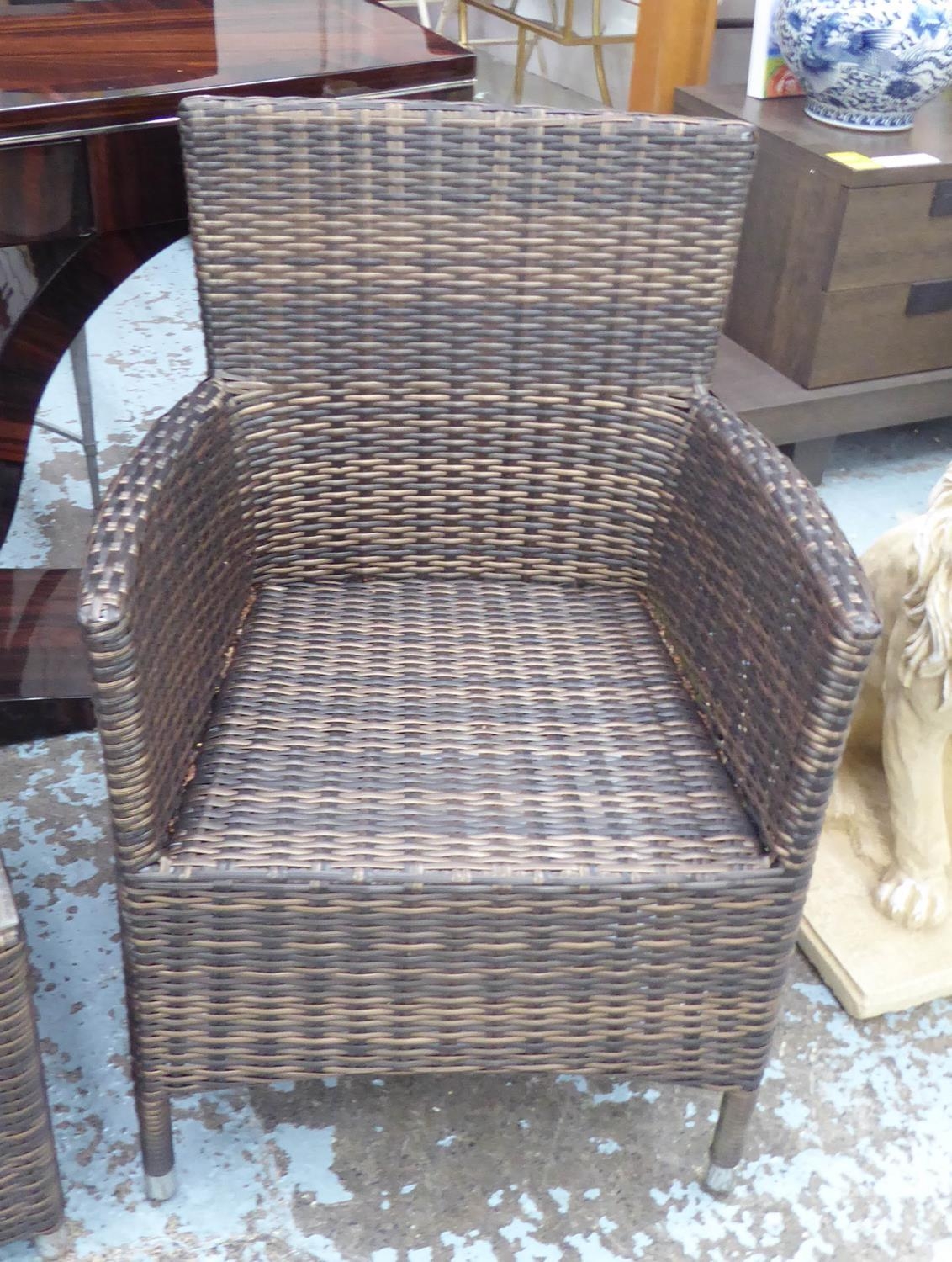 GARDEN SET, including a pair of rattan armchairs, 57cm W x 86cm H and a low table with a glass - Bild 3 aus 7