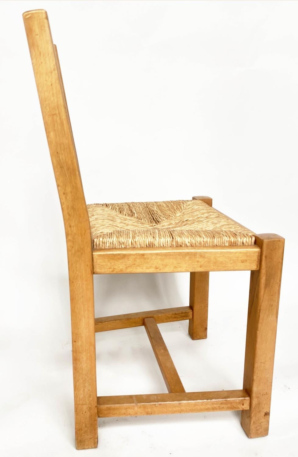 DINING CHAIRS, a set of six vintage beech with woven rush seats. (6) - Bild 3 aus 6