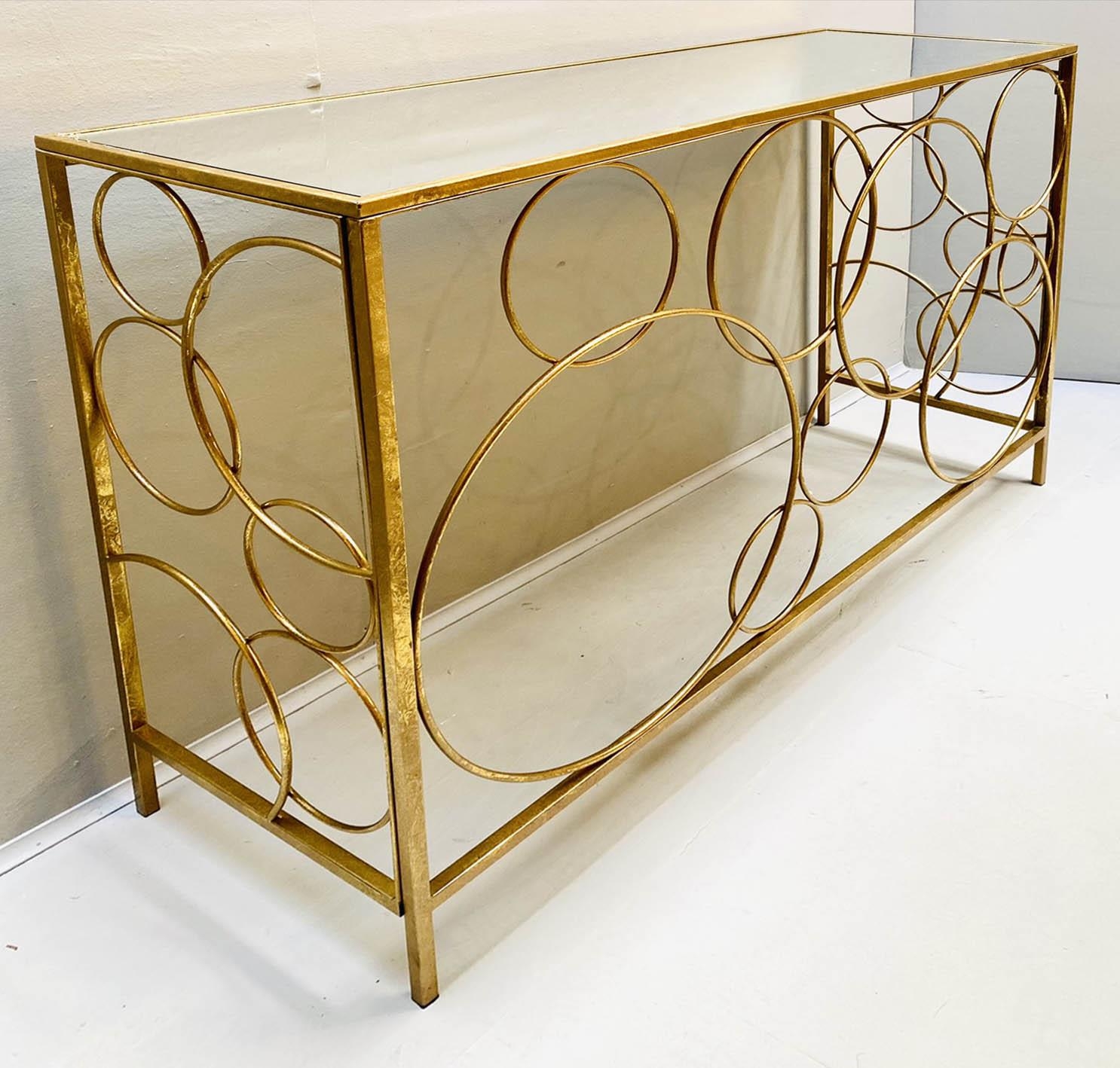 BUBBLE DESIGN CONSOLE TABLE, 80cm high, 120cm wide, 40cm deep, gilt base, mirrored top. - Bild 4 aus 7