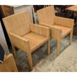 DINING CHAIRS, a set of four, 1970s, Italian style, rattan, 85cm H. (4)