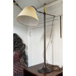 BESSELINK & JONES STANDARD LAMP, bronze effect, adjustable column, yellow shade, 110cm H.