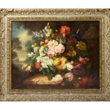 K BARTLE (20th century British) Still Life with Flowers, oil on canvas, 72cm x 60cm, framed and