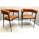 SIDE CHAIRS, a pair, 76cm H, contemporary Danish style design, tanned upholstery, (2)