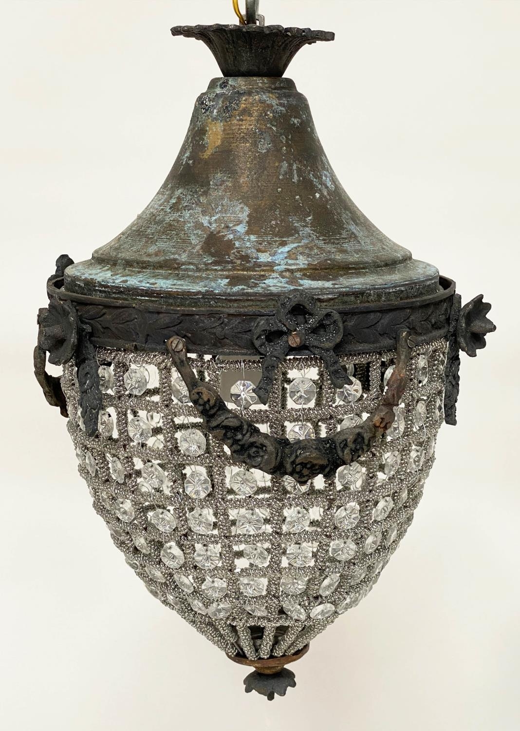 HALL LANTERNS, a pair, crystal and antiqued metal of baguette form, 43cm H x 27cm. (2) - Image 7 of 7