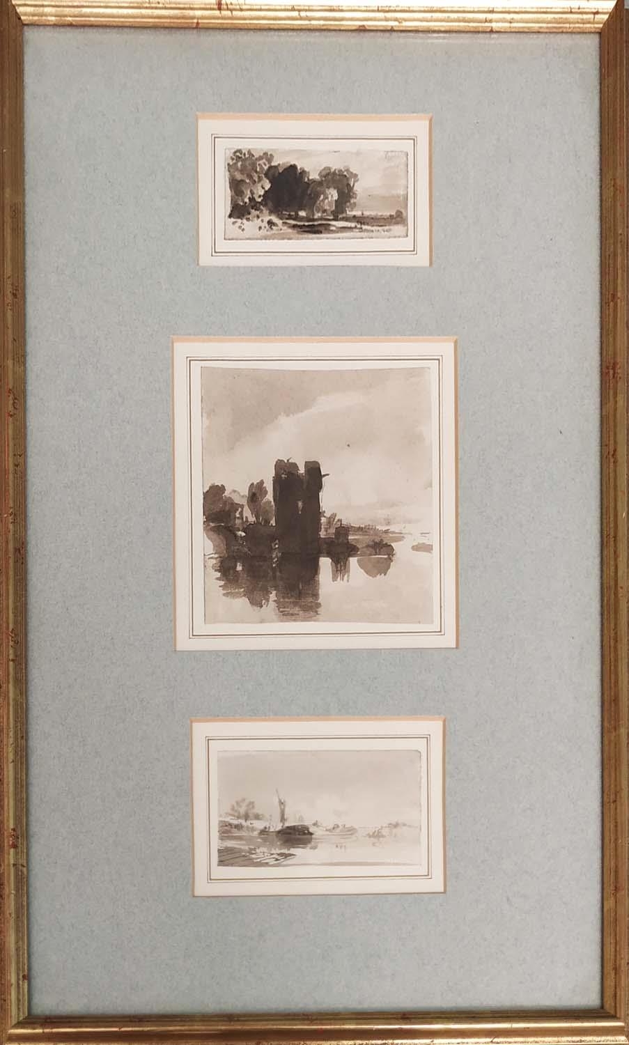 JOHN VARLEY (1778-1842) 'Landscapes and Seascapes' ink and wash, varying sizes, six in two frames. - Image 4 of 6