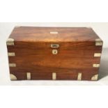 TRUNK, 19th century Chinese export camphorwood and brass bound with rising lid and carrying handles,