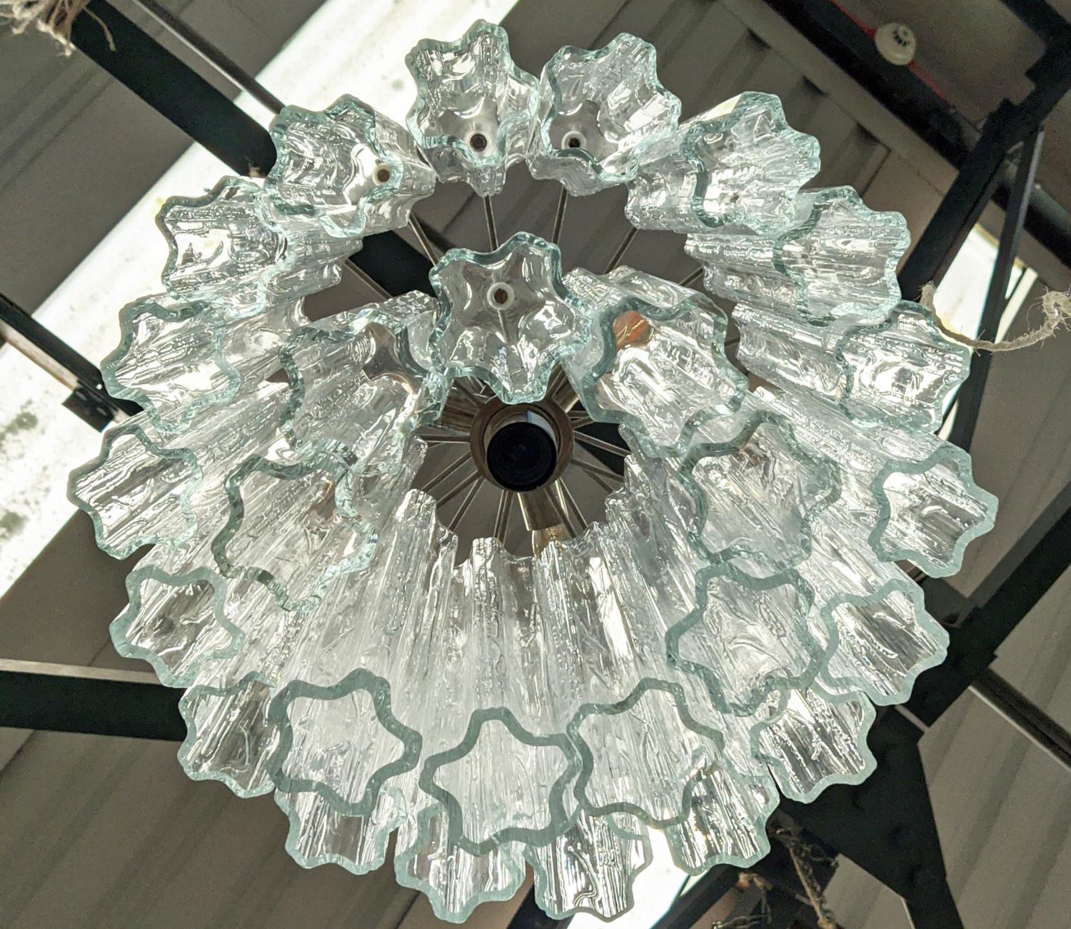 ATTTRIBUTED TO VENINI MURANO GLASS CHANDELIER, vintage Mid Century, 95cm drop approx. - Bild 3 aus 3