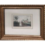 JOHN VARLEY (1778-1842), British Landscape water colour, 16cm x 10cm, framed and signed.