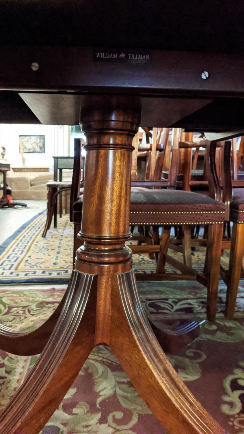 WILLIAM TILLMAN EXTENDABLE DINING TABLE, Georgian style mahogany with two leaves, double pedestal, - Image 6 of 8