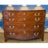 BOWFRONT DRESSING CHEST, 82cm H x 101cm W x 56cm D, George III mahogany and satinwood crossbanded of