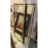 WALL MIRRORS, a pair, 154cm x 65cm, Continental style, mirrored frames, silvered accents. (2)