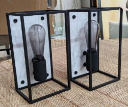BUSTER + PUNCH LONDON CAGED WALL LIGHTS, a pair, with crystal bulbs, 17cm x 18cm x 30cm. (2)