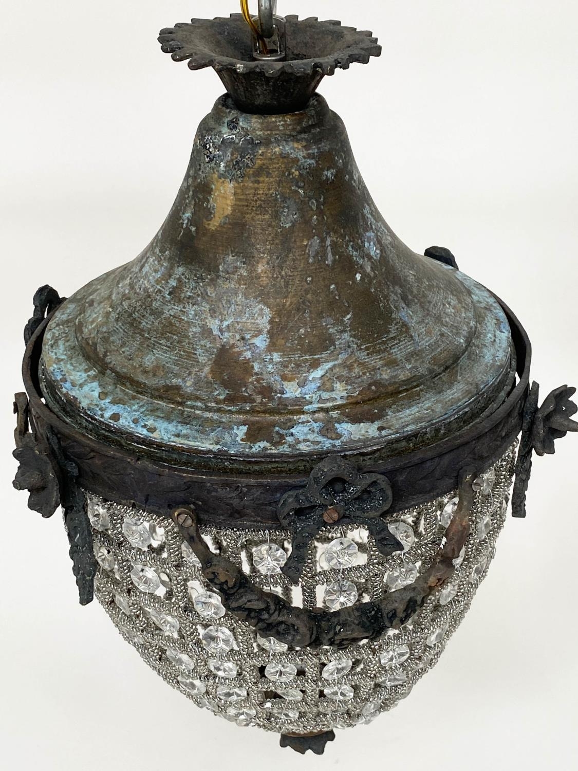 HALL LANTERNS, a pair, crystal and antiqued metal of baguette form, 43cm H x 27cm. (2) - Image 5 of 7