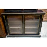 SIDE CABINET, 92cm H x 122cm W x 38cm D, Victorian ebonised with brass cast beading and mounts,