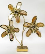 AGATE STYLISED FLORAL DISPLAY, late 20th century, 62cm x 58cm.