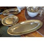 SERVING TRAYS, a set of fourteen silver plated by Guy Degrenne, France. (14)
