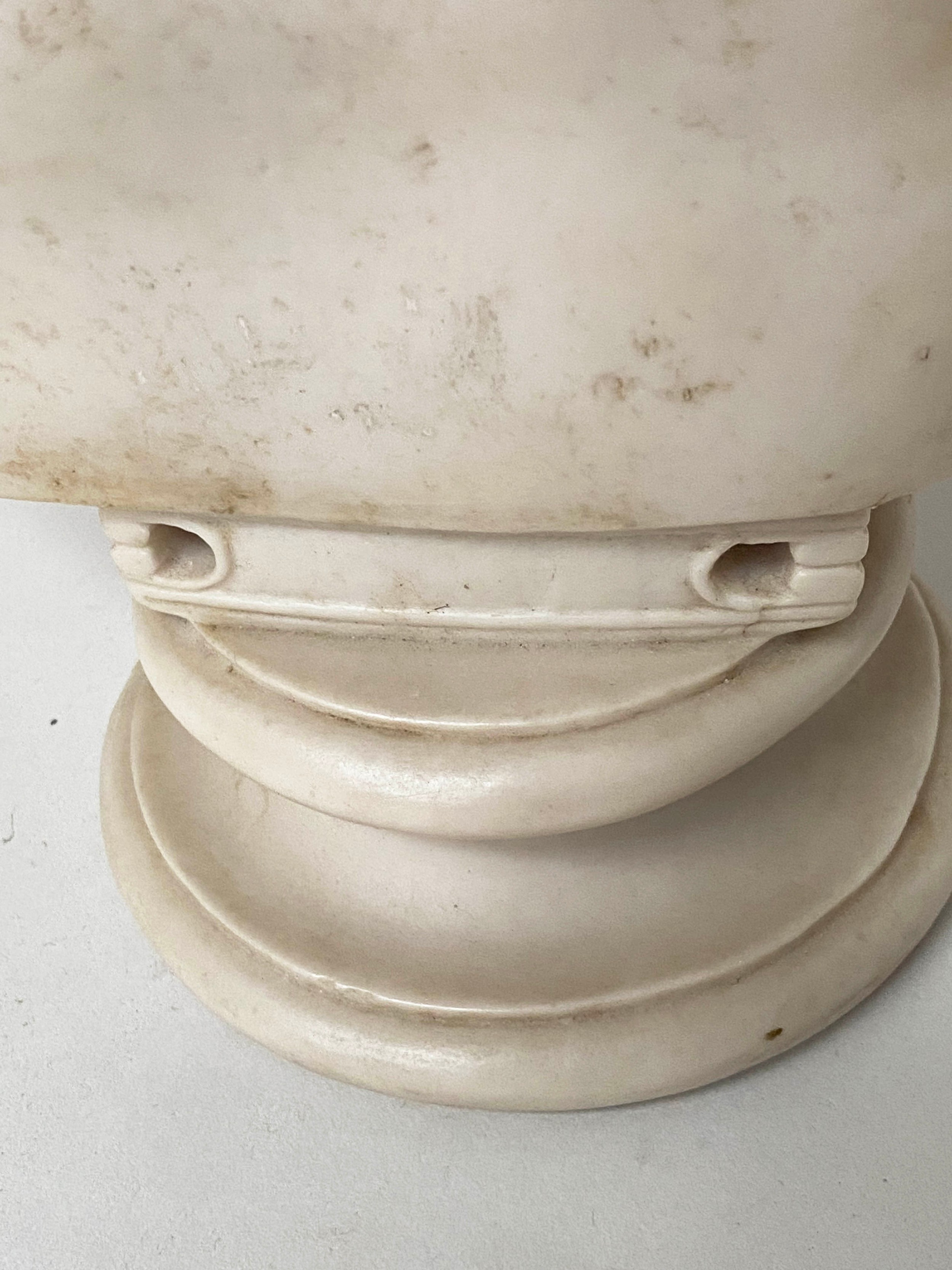 MARBLE BUST, white marble of a young man on circular plinth, 43cm H. - Image 9 of 10