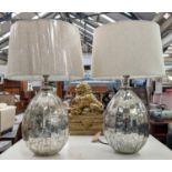 TABLE LAMPS, a pair, 72cm H 1950's Italian style eglomise inspired finish, with shades. (2)