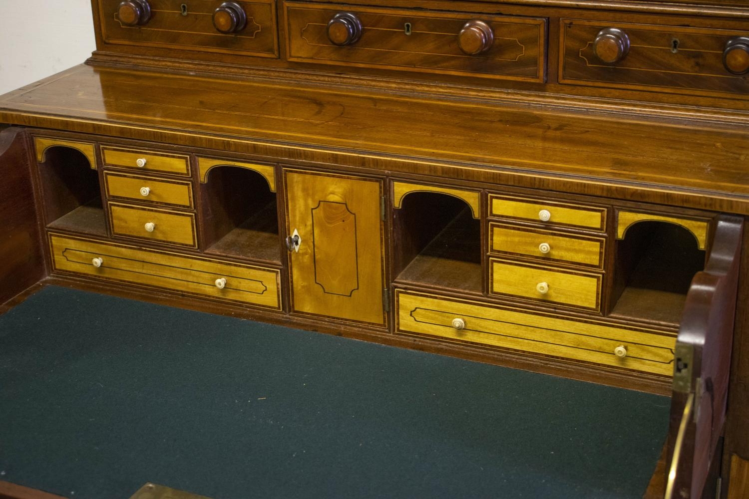 SECRETAIRE CABINET, 190cm H x 87cm W x 49cm D, George III mahogany and satinwood, circa 1800, with - Bild 4 aus 10