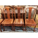 DINING CHAIRS, 95cm H x 47cm, a set of six Chinese hardwood. (6)