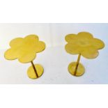 CLOVER LEAF TABLES, a pair, 51cm high, 41cm diameter, gilt metal (2)