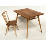 ERCOL 393 TABLE BY LUCIAN ERCOLANI, 100cm x 70cm x 76cm, with matching chair. (2)