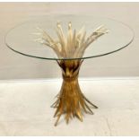 WHEAT SHEAF SIDE TABLE, 1950s French style, gilt metal and glass, 60x70x70.