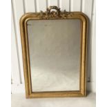 OVERMANTEL MIRROR, 19th century French giltwood and gesso, arched rectangular with laurel crest