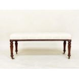 WINDOW SEAT, 19th century and later mahogany with deep buttoned calico cotton upholstered seat and