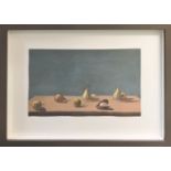 DAVID TINDLE (b.1932), 'Study of pears and egg in shell', gouache on paper, 26cm x 17cm, framed