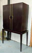 JUSTIN VAN BREDA HUG CABINET, 100cm x 53cm x 166cm design on stand, mahogany veneer, brass inlay.
