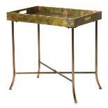 TRAY TABLE, contemporary design, mottled gilt metal top, 62x60x40.