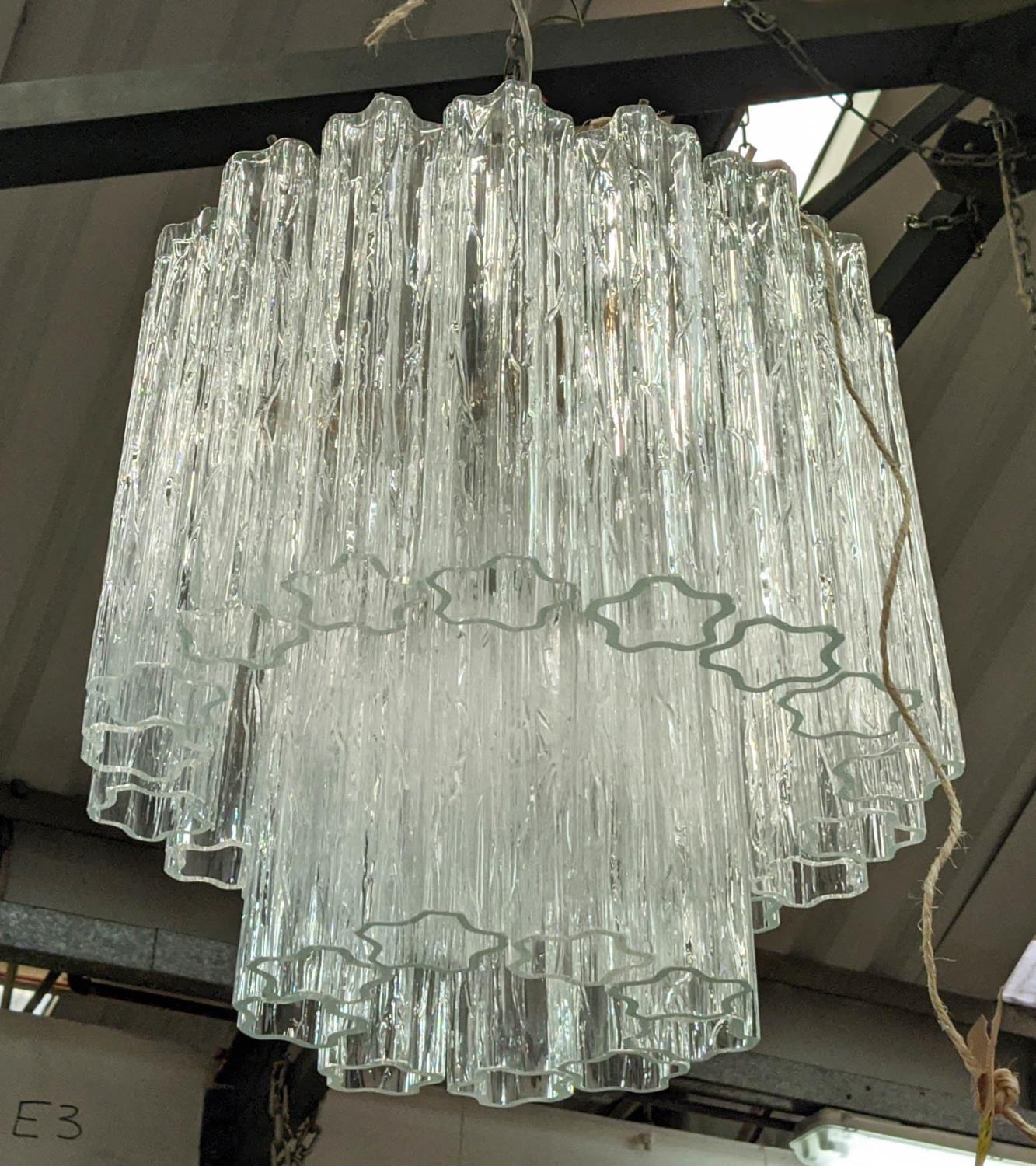 ATTTRIBUTED TO VENINI MURANO GLASS CHANDELIER, vintage Mid Century, 95cm drop approx.