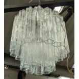 ATTTRIBUTED TO VENINI MURANO GLASS CHANDELIER, vintage Mid Century, 95cm drop approx.