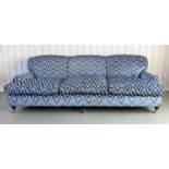 SOFA, Howard and sons style with 'Bargello' type cut velvet upholstery with duck down cushions and