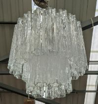 ATTTRIBUTED TO VENINI MURANO GLASS CHANDELIER, vintage Mid Century, 95cm drop approx.