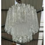 ATTTRIBUTED TO VENINI MURANO GLASS CHANDELIER, vintage Mid Century, 95cm drop approx.