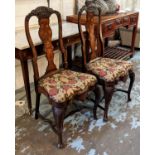 SIDE CHAIRS, a pair, 55cm W x 110cm H 18th century Dutch walnut and marquetry, circa 1720, each