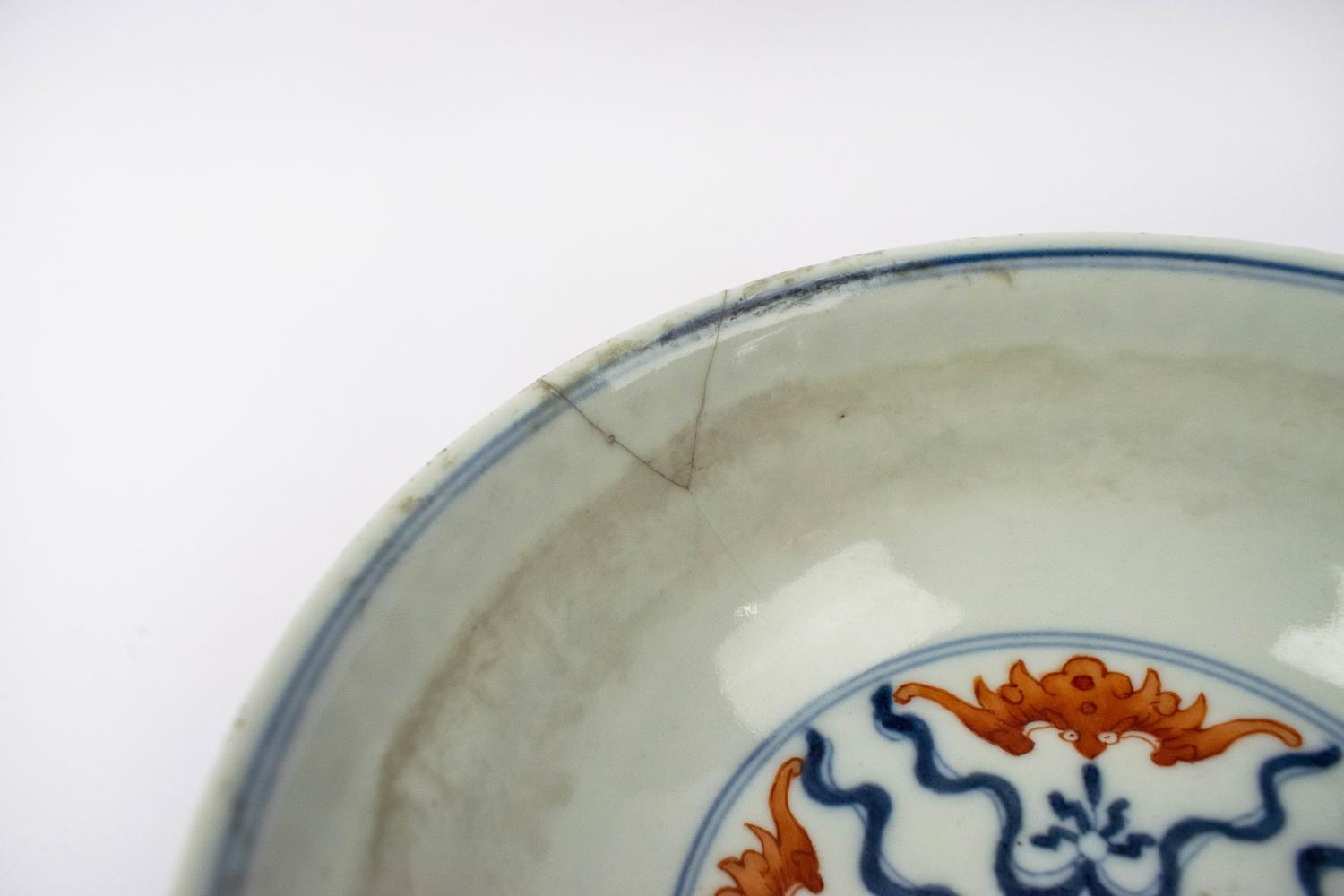 CHINESE DOUCAI ENAMELED BOWLS, a pair, underglaze blue with foliate enamel decoration character mark - Image 7 of 9