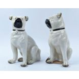 STAFFORDSHIRE PUG DOGS, an opposing pair, late 19th century, 27cm H.