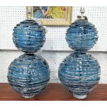 WILLIAM YEOWARD ALFIE TABLE LAMPS, a pair, 58cm H approx., in midnight blue. (2)