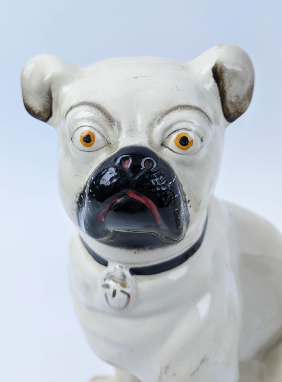 STAFFORDSHIRE PUG DOGS, an opposing pair, late 19th century, 27cm H. - Image 3 of 5