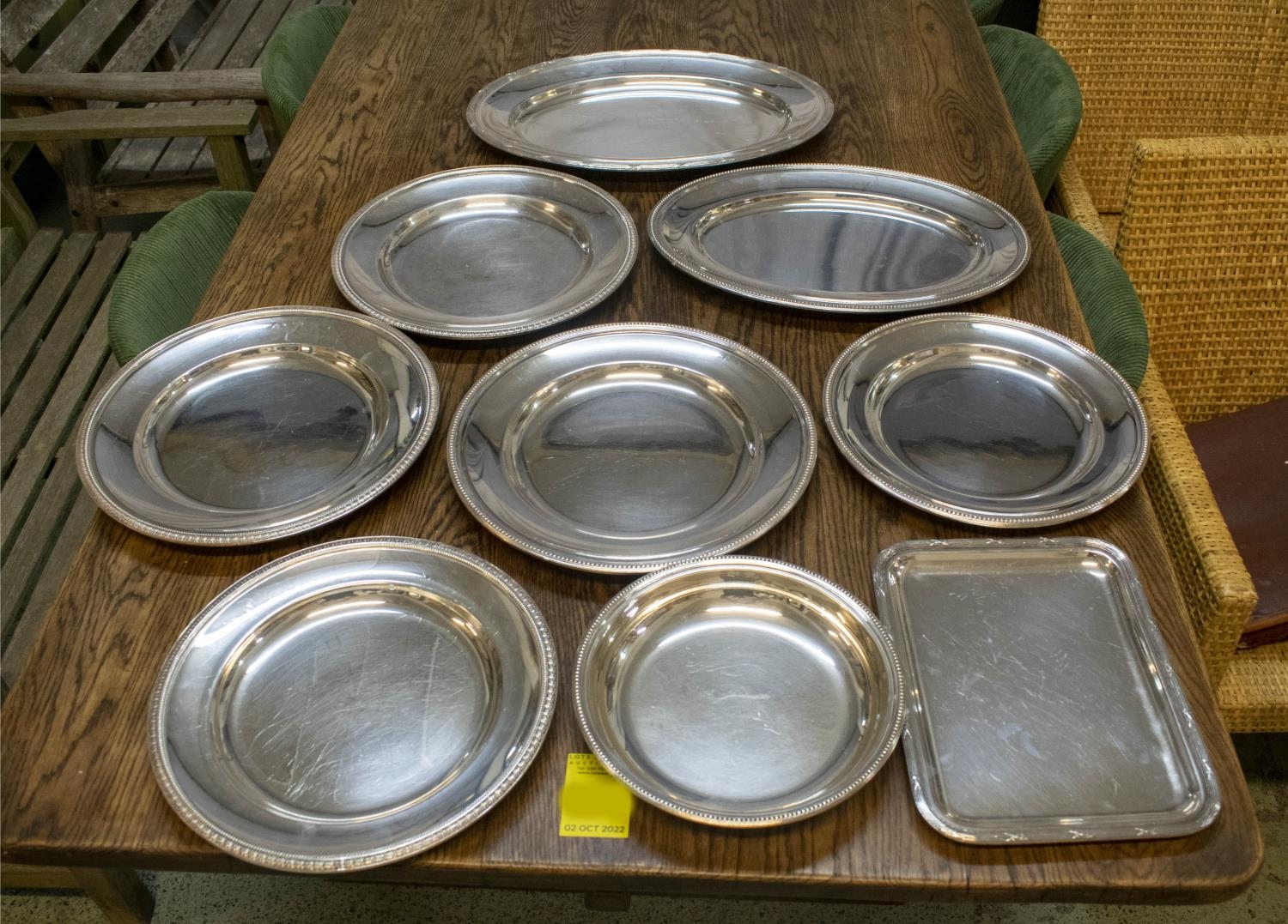 CHRISTOFLE TRAYS, nine, various including oval serving trays. (9)