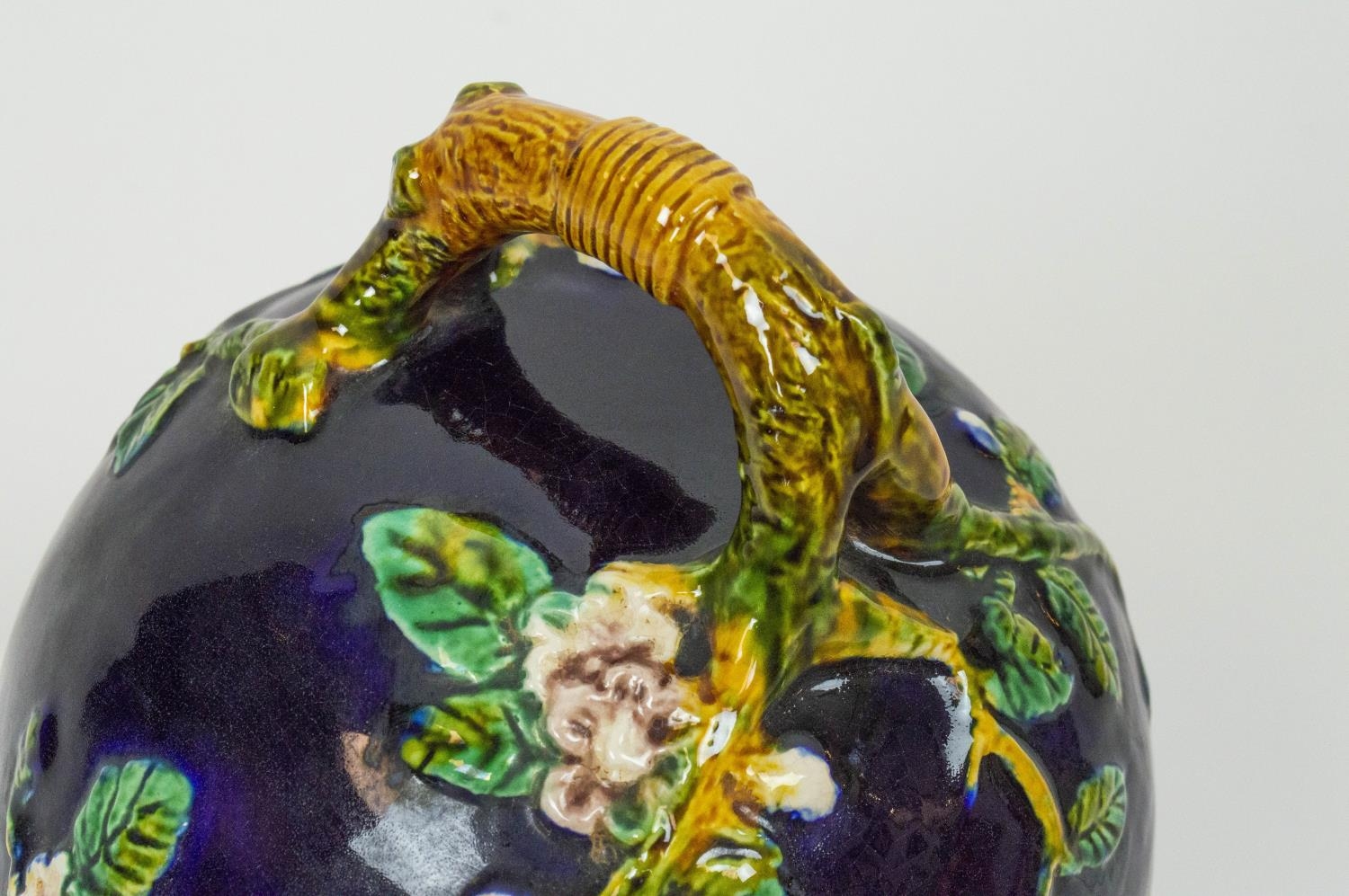 MAJOLICA CHEESE DOME, after George Jones, 30cm H x 26cm W, 'apple blossom pattern', cobalt blue - Image 8 of 8