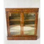 BOOKCASE, Victorian burr walnut and gilt metal mounted with two glazed doors and shelves, 107cm W