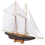 BLUE NOSE MODEL SAILING YACHT, on stand, 105 x130x20.